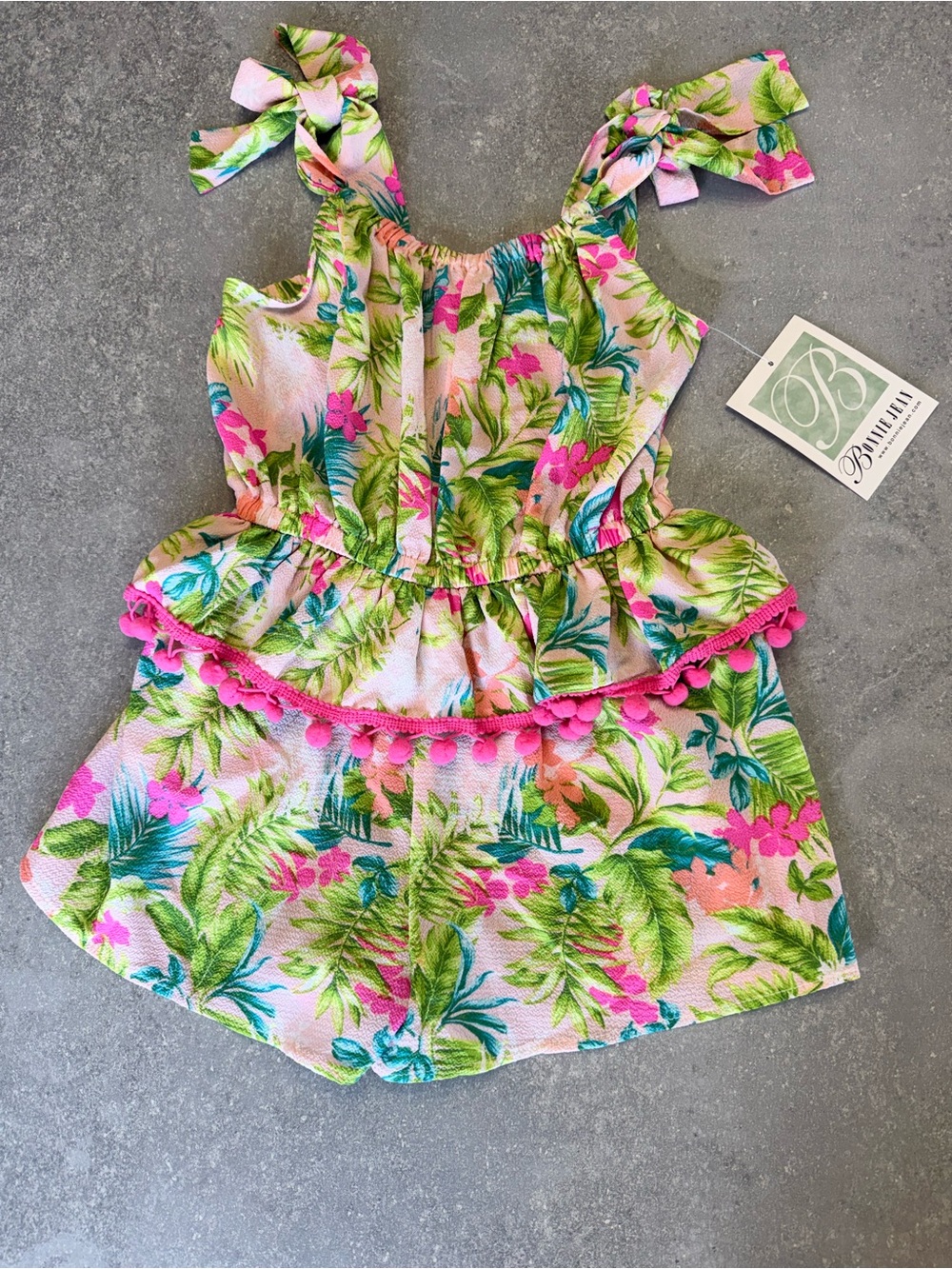 Bonnie Jean Tropical Pink Floral Romper